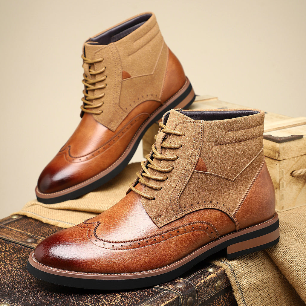 British Style Retro Martin Boots Mid-top Carved Men's