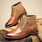 British Style Retro Martin Boots Mid-top Carved Men's