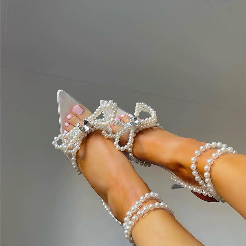 European And American Transparent Crystal Pearl Bow Head Sandals For Women - product type - NovaVisio