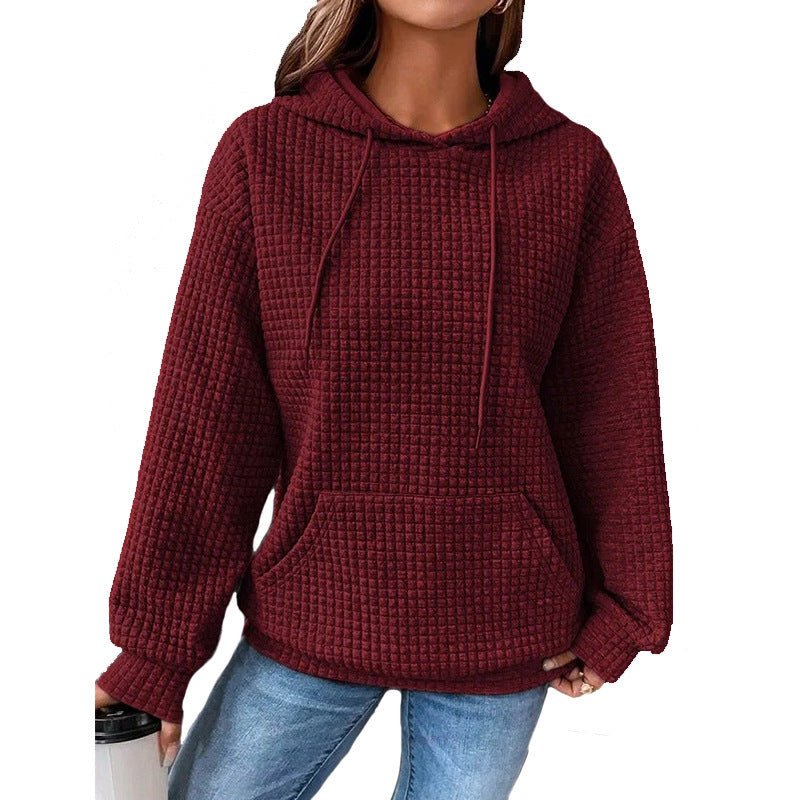 Fashion Waffle Hoodie Sweater Women's Sports Sweatshirt Casual Long Sleeve Tops Women's Clothing - product type - NovaVisio
