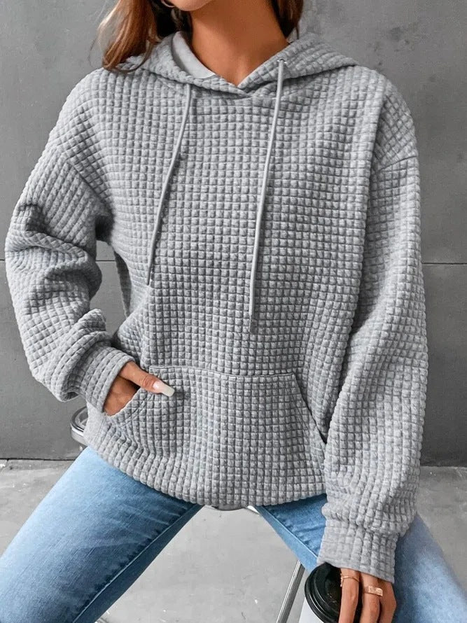 Fashion Waffle Hoodie Sweater Women's Sports Sweatshirt Casual Long Sleeve Tops Women's Clothing - product type - NovaVisio