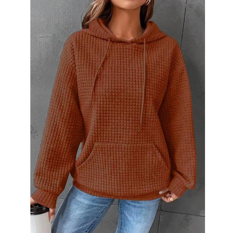 Fashion Waffle Hoodie Sweater Women's Sports Sweatshirt Casual Long Sleeve Tops Women's Clothing - product type - NovaVisio