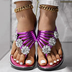 Floral Pattern Flip Flops - Comfortable Summer Beach Slippers for Women - product type - NovaVisio