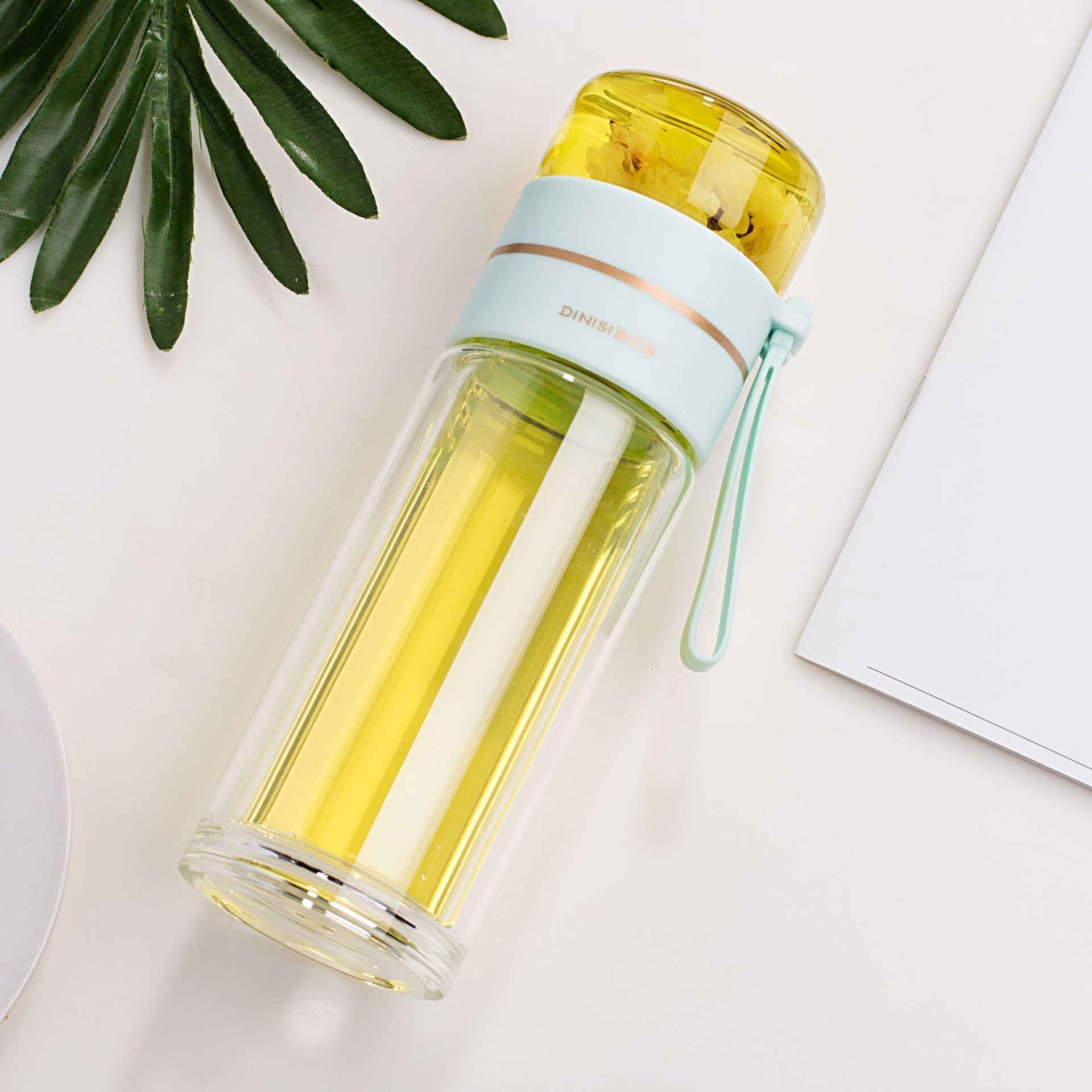 Glass Water Bottle With Tea Infuser Filter Tea Separation Double Wall Glass Bottle Leakproof Water Bottle - product type - NovaVisio