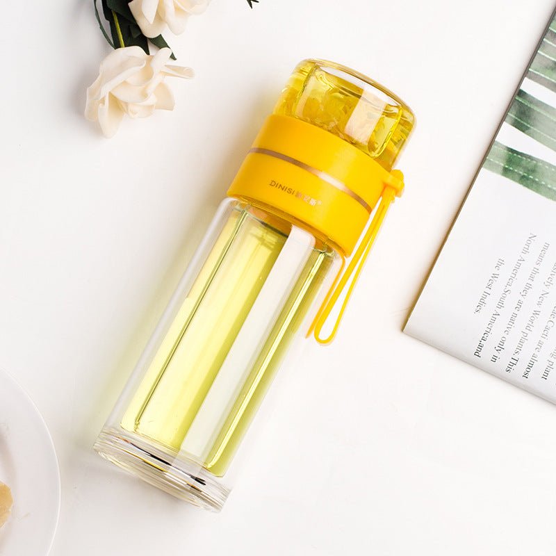 Glass Water Bottle With Tea Infuser Filter Tea Separation Double Wall Glass Bottle Leakproof Water Bottle - product type - NovaVisio
