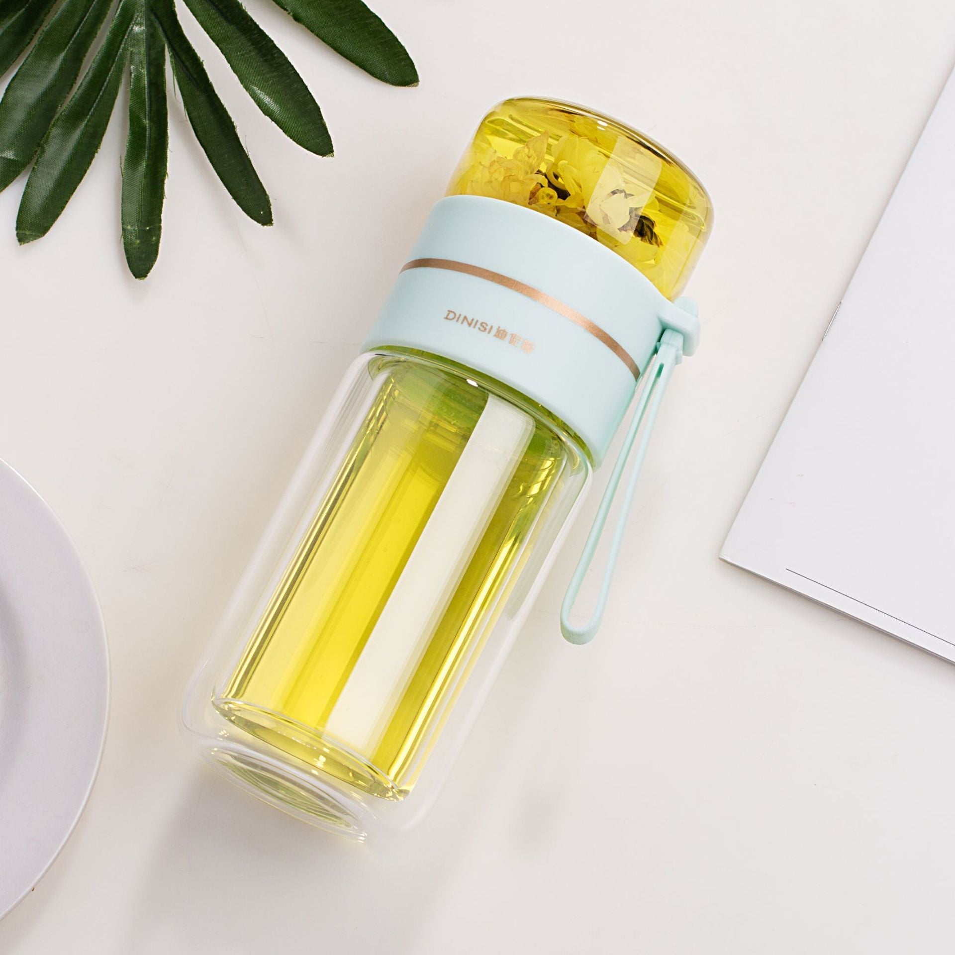 Glass Water Bottle With Tea Infuser Filter Tea Separation Double Wall Glass Bottle Leakproof Water Bottle - product type - NovaVisio