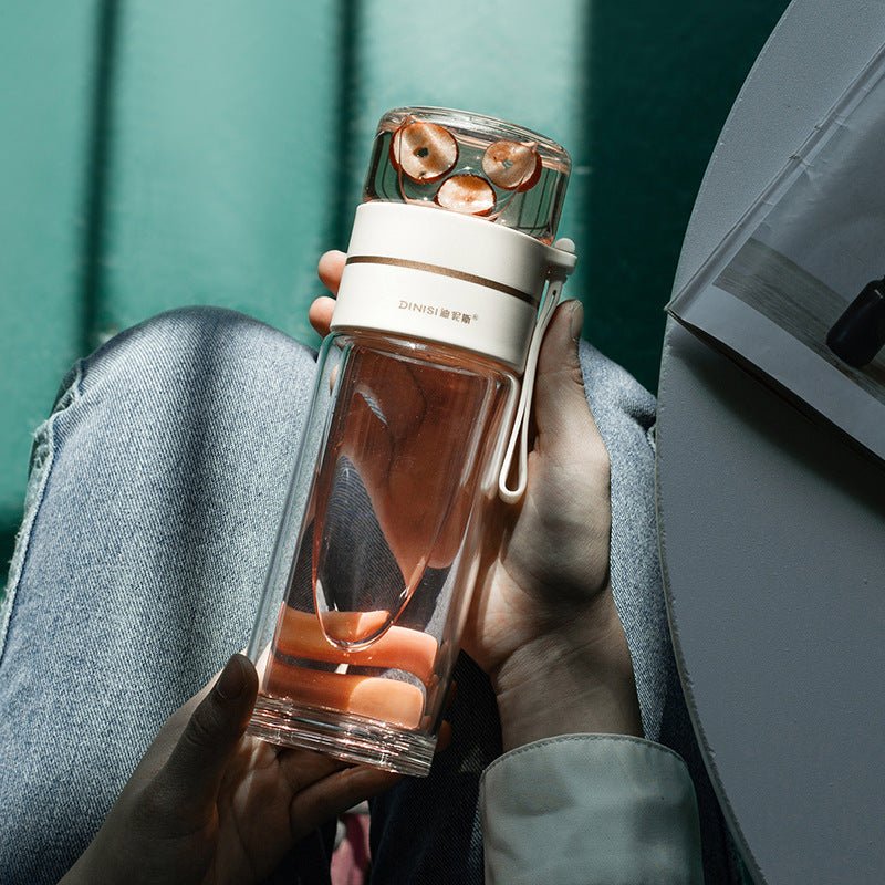 Glass Water Bottle With Tea Infuser Filter Tea Separation Double Wall Glass Bottle Leakproof Water Bottle - product type - NovaVisio