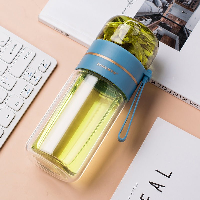 Glass Water Bottle With Tea Infuser Filter Tea Separation Double Wall Glass Bottle Leakproof Water Bottle - product type - NovaVisio
