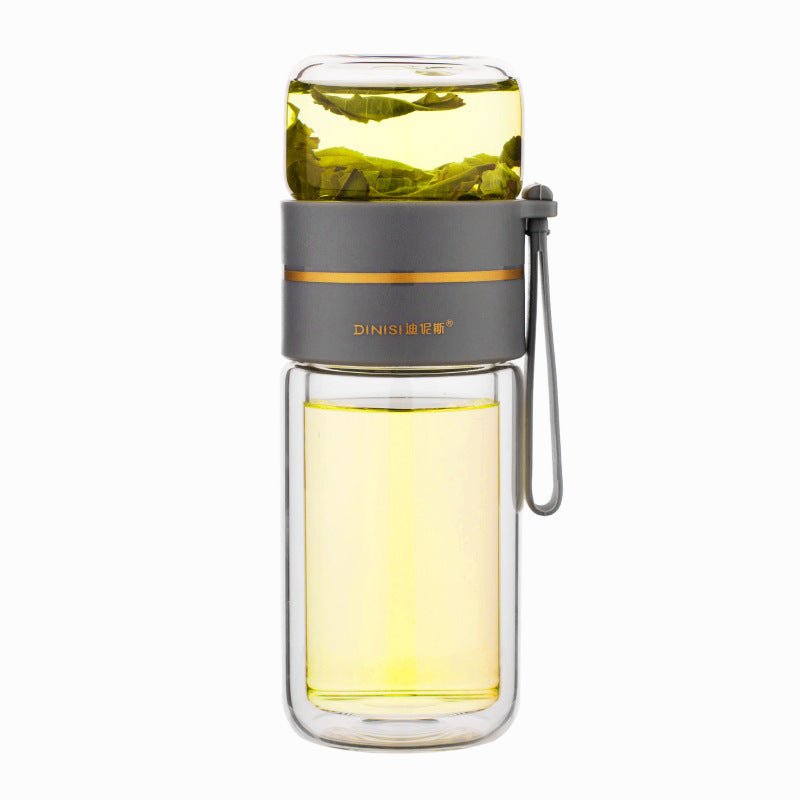 Glass Water Bottle With Tea Infuser Filter Tea Separation Double Wall Glass Bottle Leakproof Water Bottle - product type - NovaVisio