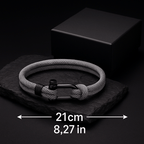 Gray Rope Bracelet – Men’s Nautical Bracelet with Black Stainless - product type - NovaVisio