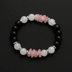 Handmade Natural black onyx and pink chip stone Bead Bracelet - product type - NovaVisio
