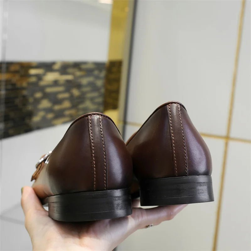 Luxury Mens Leathe Shoes Slip On Patent Leather Coffee Black Monk Strap Men Shoes Wedding Party Casual Dress Loafers - product type - NovaVisio