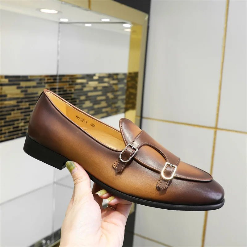 Luxury Mens Leathe Shoes Slip On Patent Leather Coffee Black Monk Strap Men Shoes Wedding Party Casual Dress Loafers - product type - NovaVisio