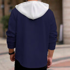 Men's Casual Sporty Color - block Hooded Button - up Jacquard Pocket Jacket - product type - NovaVisio
