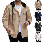 Men's Casual Sporty Color - block Hooded Button - up Jacquard Pocket Jacket - product type - NovaVisio