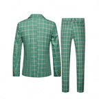 Men's Green Double - Breasted Suit Set - Slim Fit Jacket & Pants - product type - NovaVisio