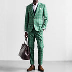Men's Green Double - Breasted Suit Set - Slim Fit Jacket & Pants - product type - NovaVisio