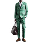 Men's Green Double - Breasted Suit Set - Slim Fit Jacket & Pants - product type - NovaVisio