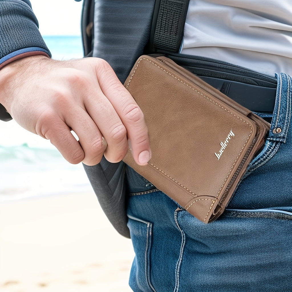 Men's Leather Bifold Wallet - Slim Minimalist with Money Clip & Coin Purse - product type - NovaVisio