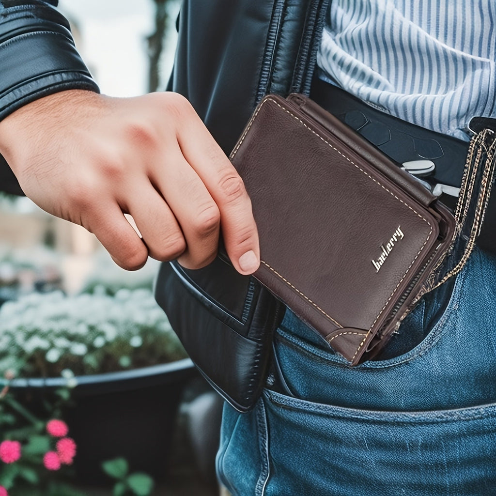 Men's Leather Bifold Wallet - Slim Minimalist with Money Clip & Coin Purse - product type - NovaVisio