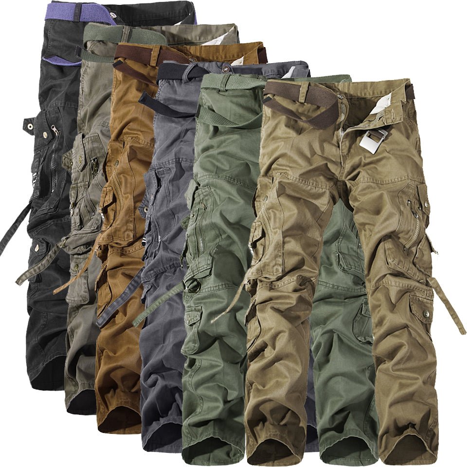 Men's Multi - Pocket Cargo Pants - Washed Cotton Tactical Work Pants - product type - NovaVisio
