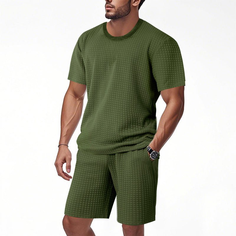 Men's Retro Crew - Neck T-Shirt & Shorts Set - Casual Summer Outfit, 5 Colors - product type - NovaVisio