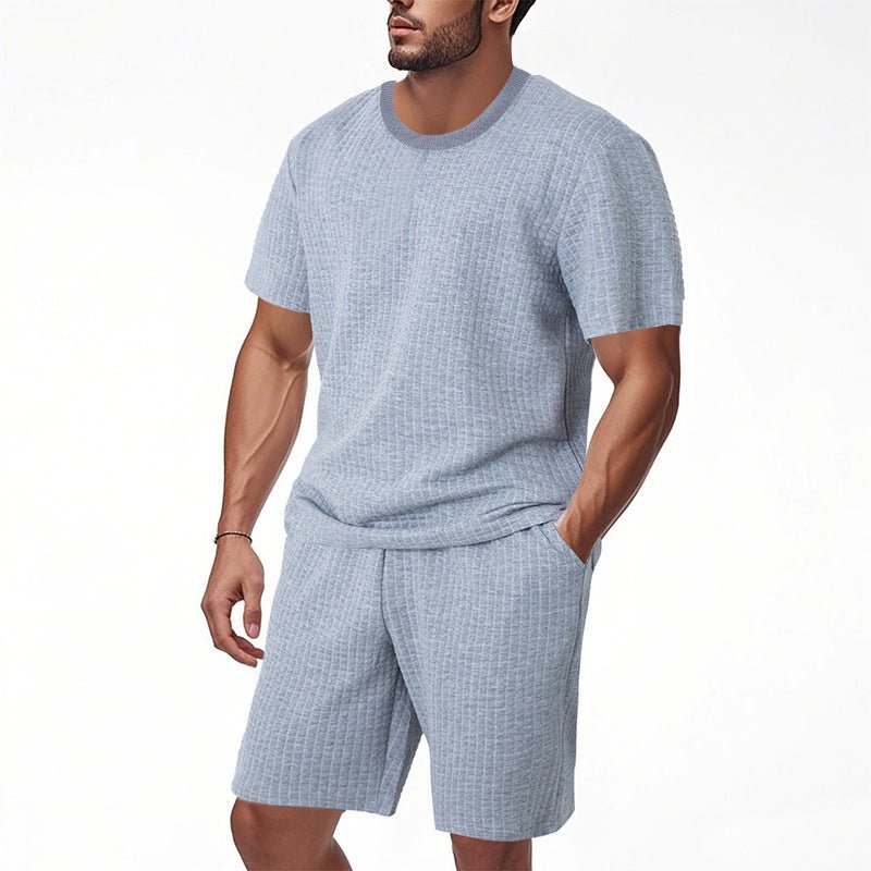 Men's Retro Crew - Neck T-Shirt & Shorts Set - Casual Summer Outfit, 5 Colors - product type - NovaVisio