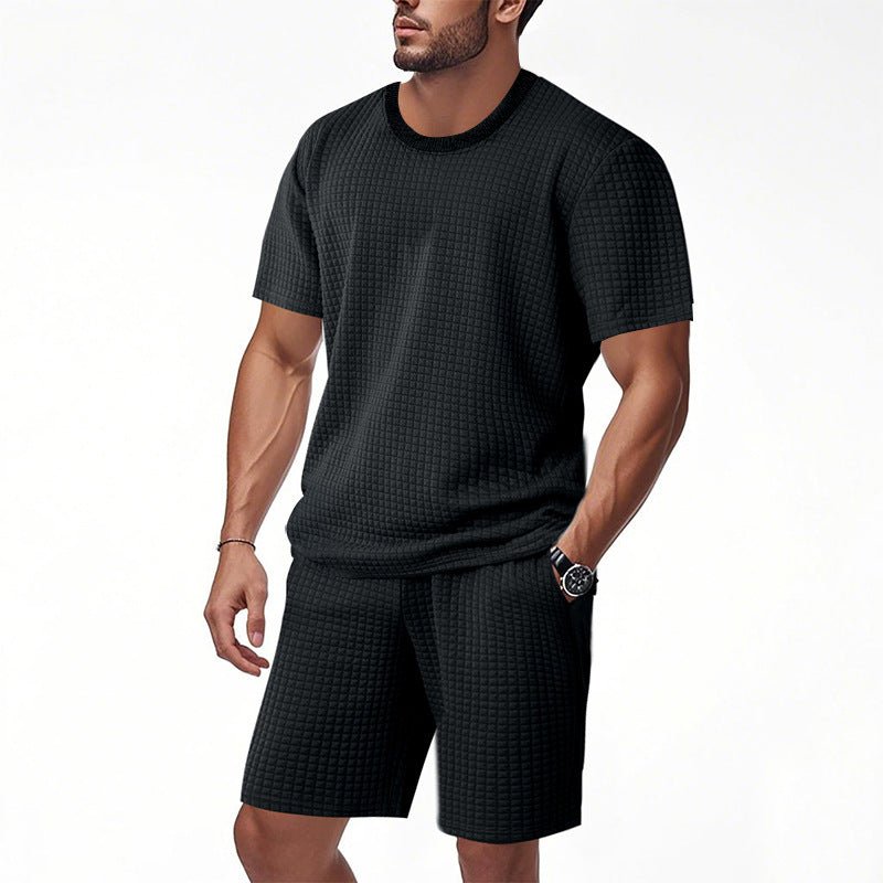 Men's Retro Crew - Neck T-Shirt & Shorts Set - Casual Summer Outfit, 5 Colors - product type - NovaVisio