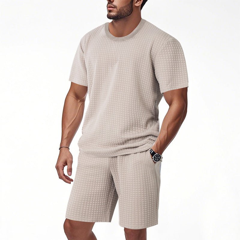 Men's Retro Crew - Neck T-Shirt & Shorts Set - Casual Summer Outfit, 5 Colors - product type - NovaVisio