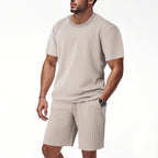 Men's Retro Crew - Neck T-Shirt & Shorts Set - Casual Summer Outfit, 5 Colors - product type - NovaVisio