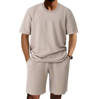 Men's Retro Crew - Neck T-Shirt & Shorts Set - Casual Summer Outfit, 5 Colors - product type - NovaVisio