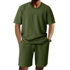 Men's Retro Crew - Neck T-Shirt & Shorts Set - Casual Summer Outfit, 5 Colors - product type - NovaVisio
