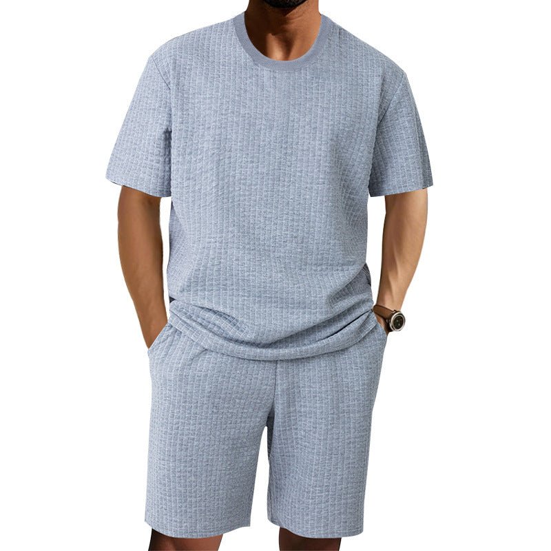 Men's Retro Crew - Neck T-Shirt & Shorts Set - Casual Summer Outfit, 5 Colors - product type - NovaVisio