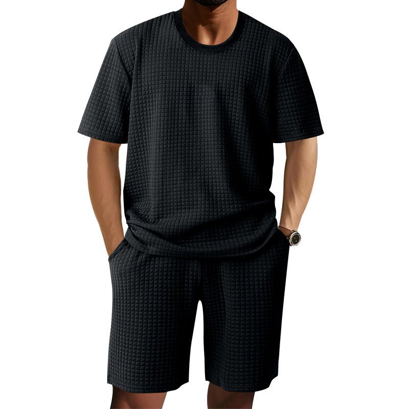 Men's Retro Crew - Neck T-Shirt & Shorts Set - Casual Summer Outfit, 5 Colors - product type - NovaVisio
