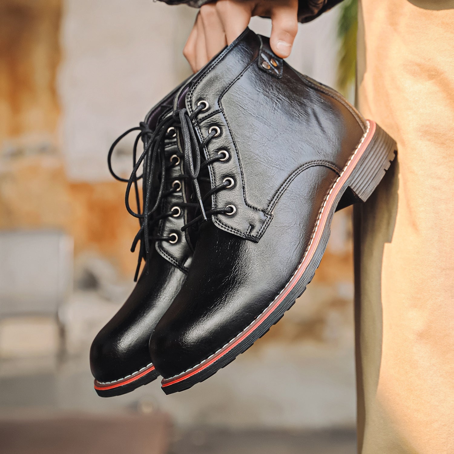 Men's Retro Lace - up Western Boots - product type - NovaVisio