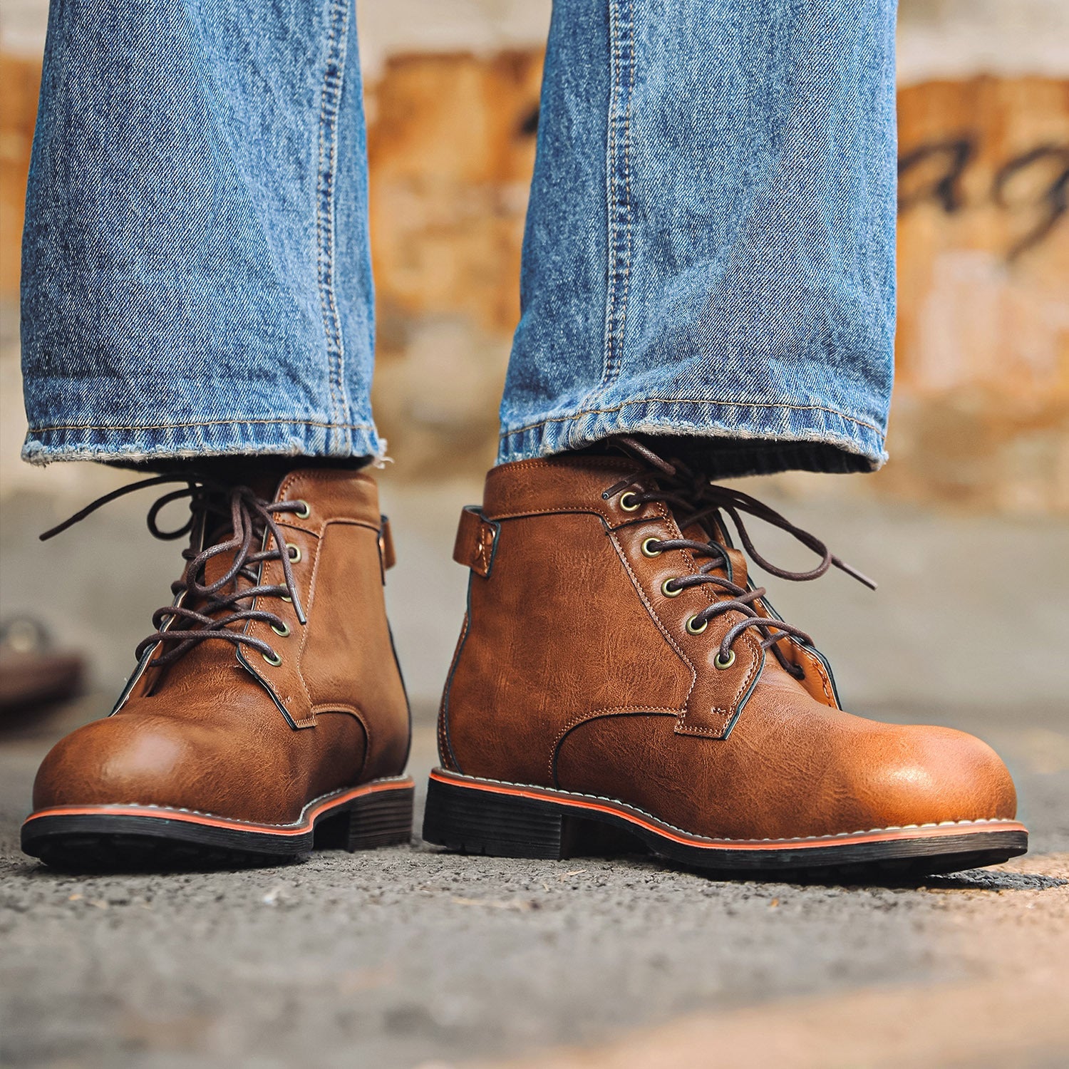 Men's Retro Lace - up Western Boots - product type - NovaVisio
