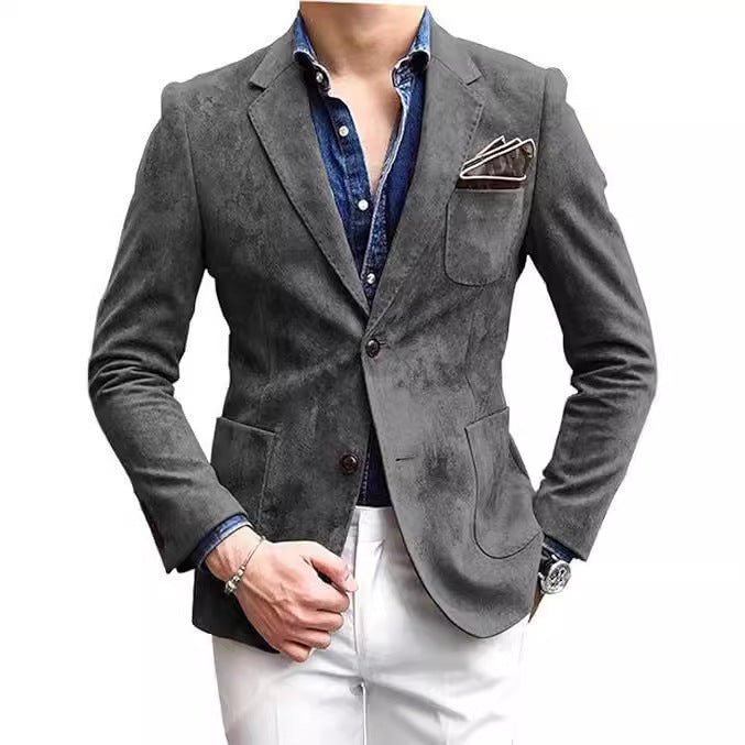 Men's Solid Color Suit Jacket - Loose Fit Versatile Blazer - product type - NovaVisio
