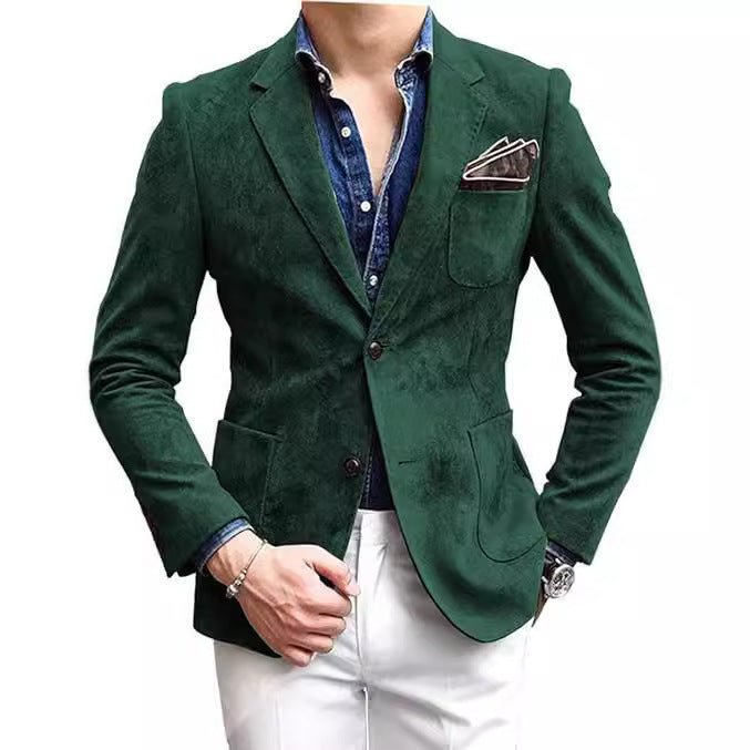Men's Solid Color Suit Jacket - Loose Fit Versatile Blazer - product type - NovaVisio