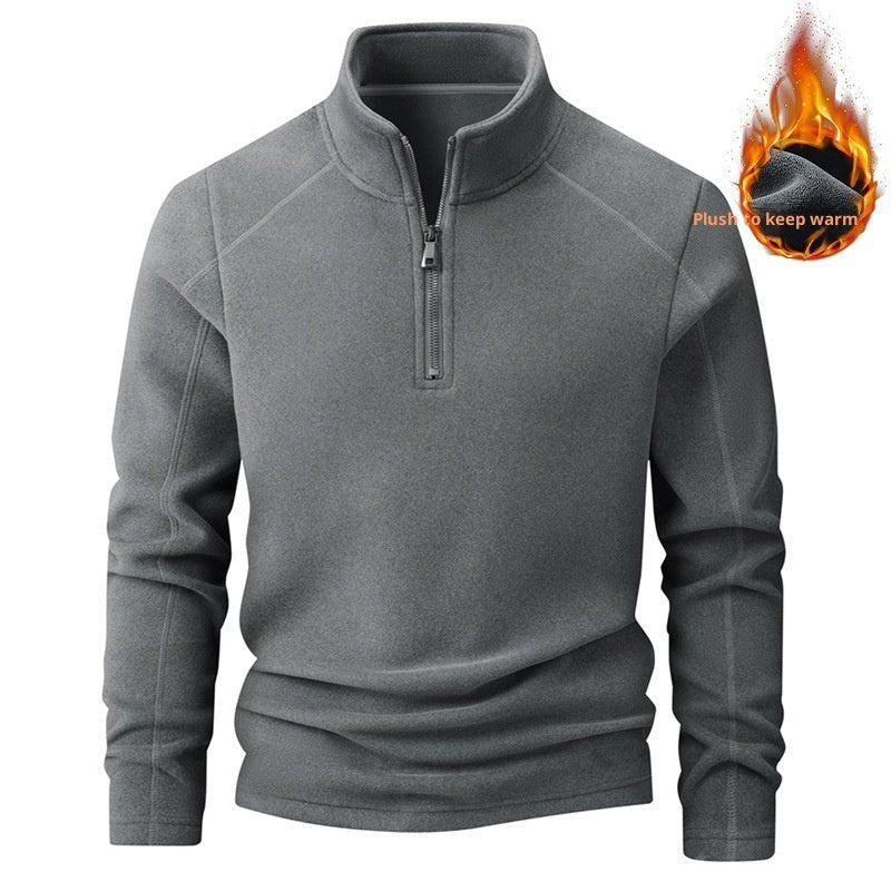 Men's Stand Collar Half - zip Long Sleeve Fleece Sweatshirt - product type - NovaVisio