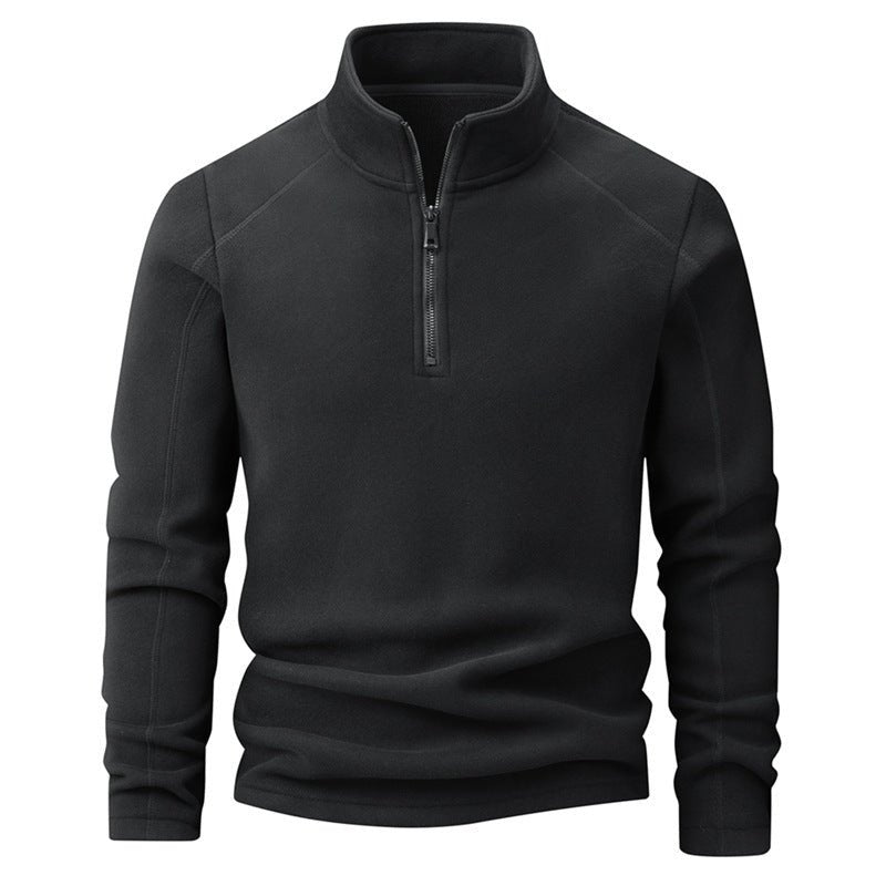 Men's Stand Collar Half - zip Long Sleeve Fleece Sweatshirt - product type - NovaVisio