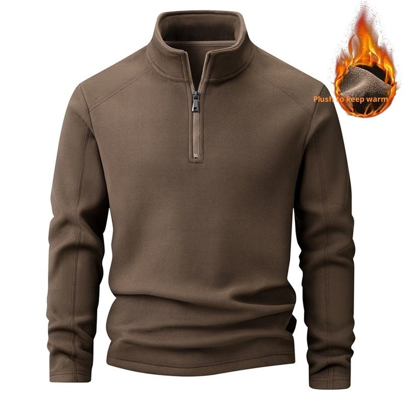 Men's Stand Collar Half - zip Long Sleeve Fleece Sweatshirt - product type - NovaVisio