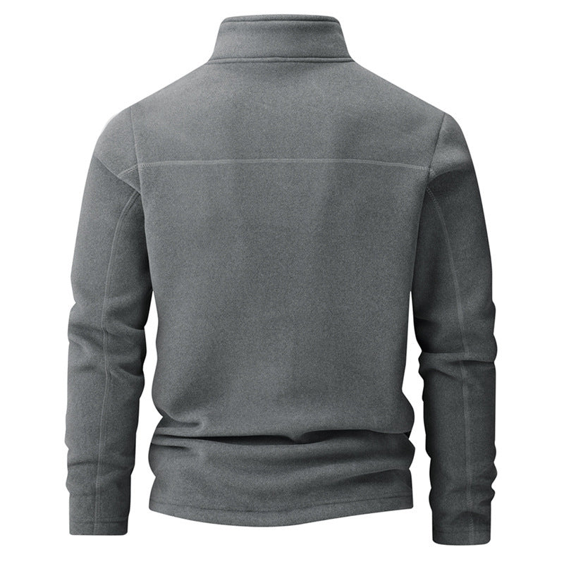 Men's Stand Collar Half - zip Long Sleeve Fleece Sweatshirt - product type - NovaVisio
