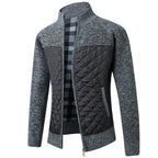Men's Stand Collar Striped Plaid Zipper Sweater - product type - NovaVisio