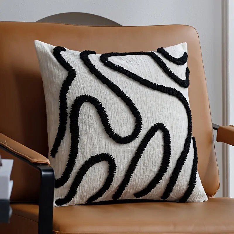 Modern Abstract Line Chenille Cushion Cover - Loop Pile Throw Pillow 45x45cm - product type - NovaVisio