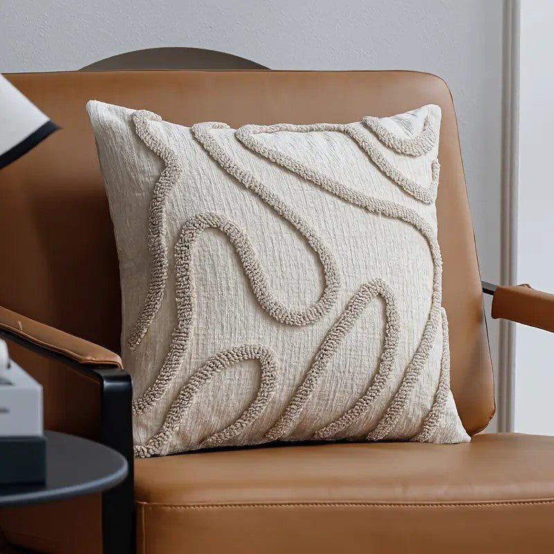 Modern Abstract Line Chenille Cushion Cover - Loop Pile Throw Pillow 45x45cm - product type - NovaVisio