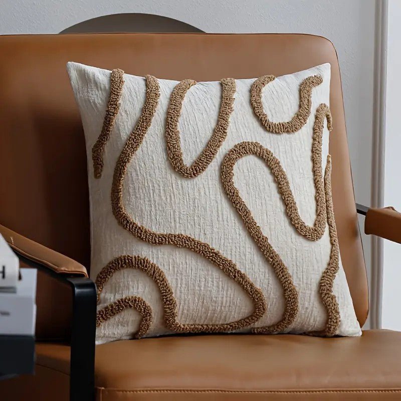 Modern Abstract Line Chenille Cushion Cover - Loop Pile Throw Pillow 45x45cm - product type - NovaVisio