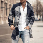 New men's woolen stand collar mid - length casual coat with pockets - product type - NovaVisio