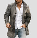 New men's woolen stand collar mid - length casual coat with pockets - product type - NovaVisio