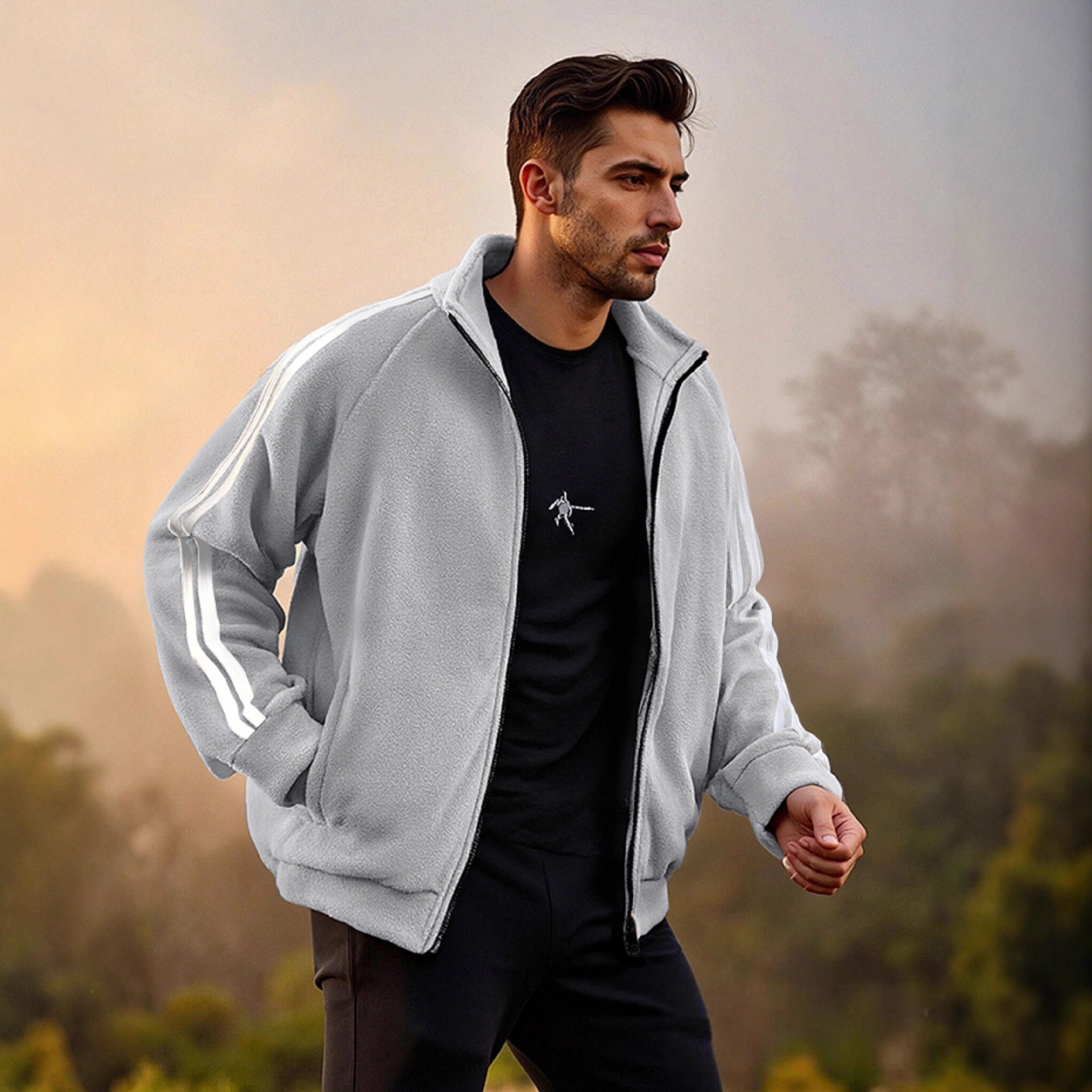 New Zipper Trend Versatile Men's Fleece Jacket - product type - NovaVisio