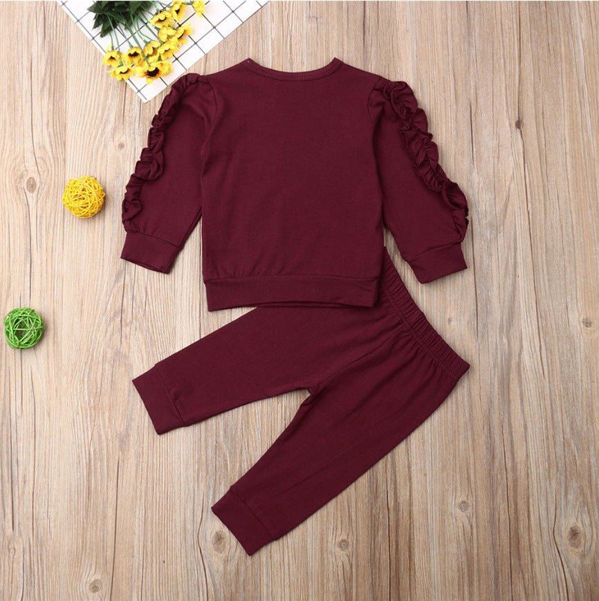 Newborn Baby Ruffles Jumper Set - 2 - Piece Fall Outfit | Long Sleeve Sweatshirt & Pants - product type - NovaVisio